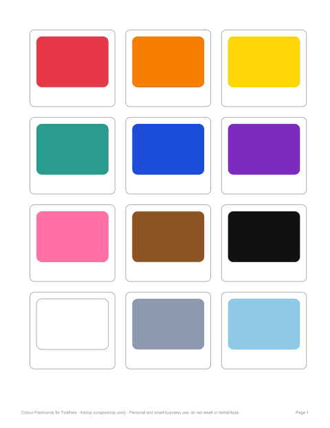 Preview of the first page of Colour matching cards